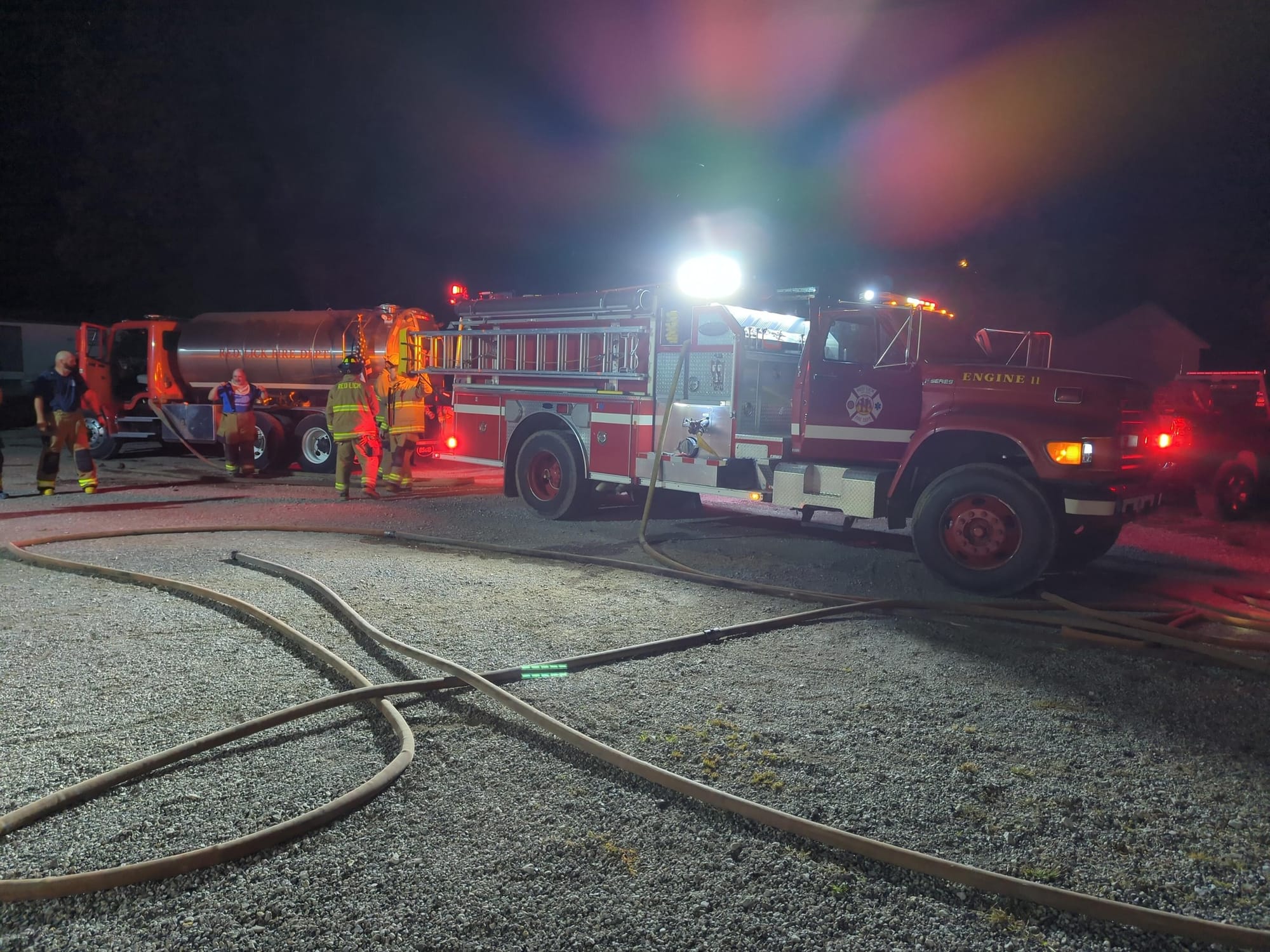 Engine and Tanker Operations at night.