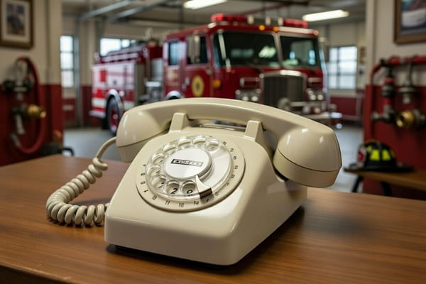 AI Image of a phone in a fire house.